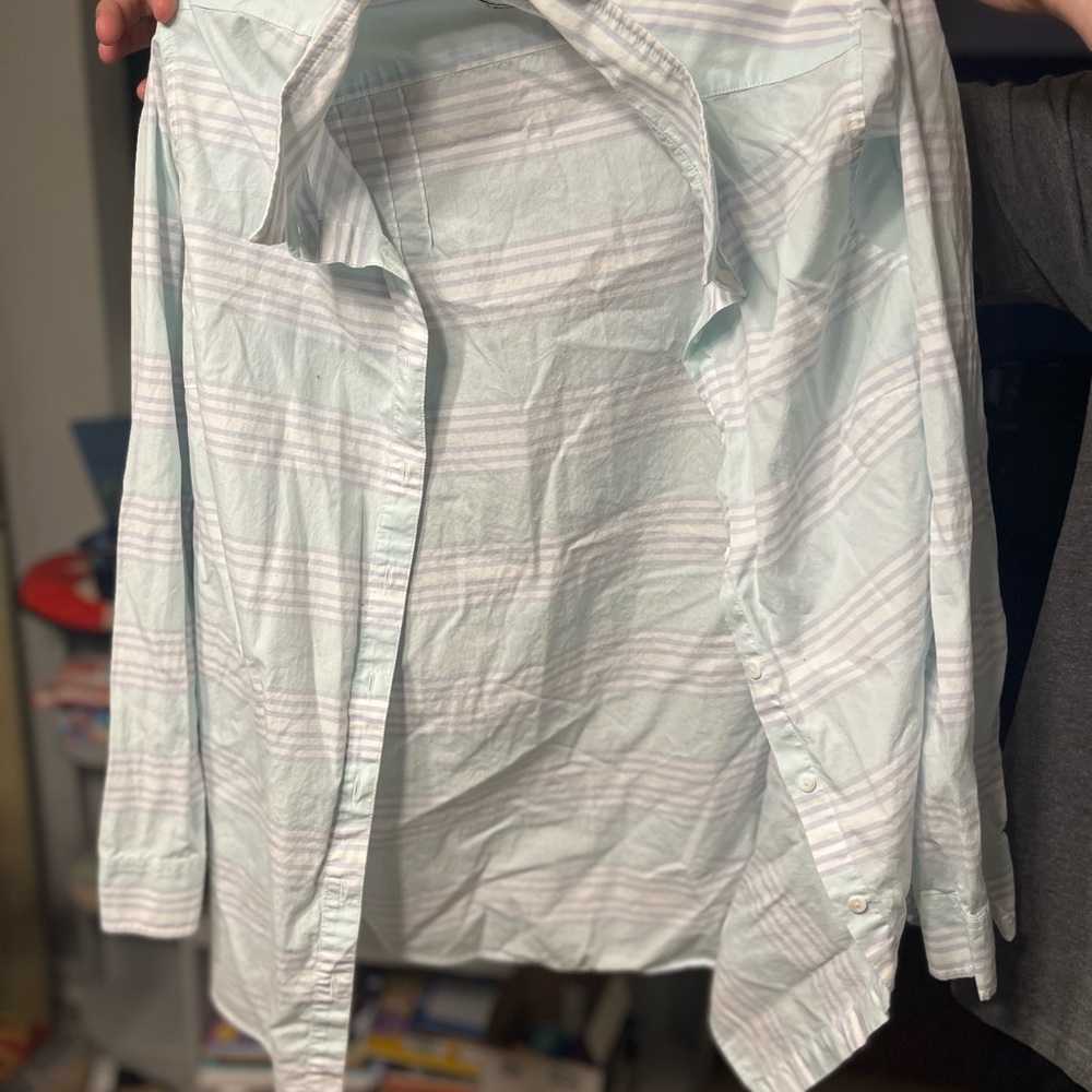 Light Blue Striped Button-Up Shirt